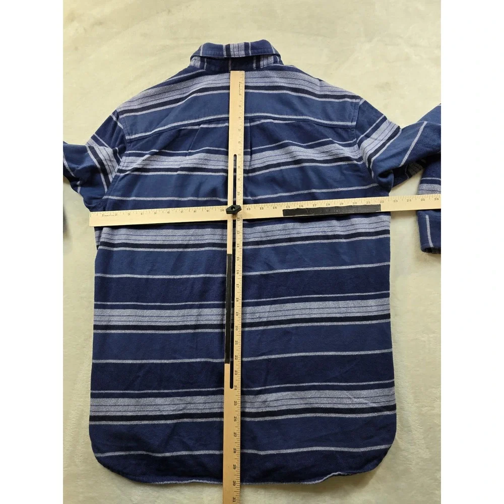 The North Face‎ Flannel Shirt Mens Large Blue Striped Cotton Lined Button Up
